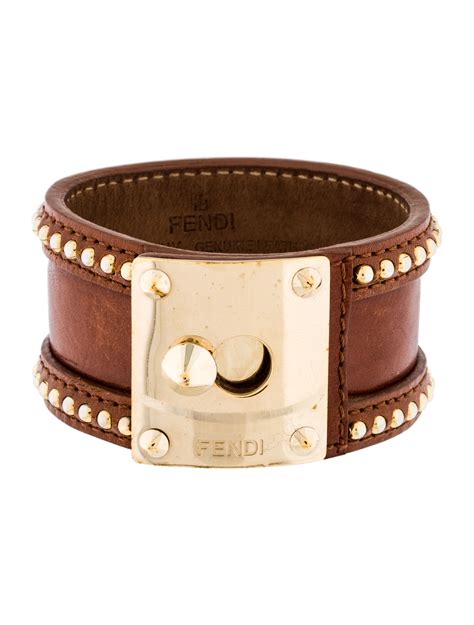 fendi leather braclet with conical stud and ring|Women's Designer Bracelets .